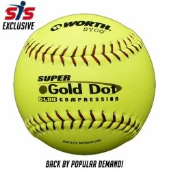 Kelly's Ultimate Sports Worth Super Gold Dot SYCO 44/375 12" Slowpitch Softballs - YS44BK