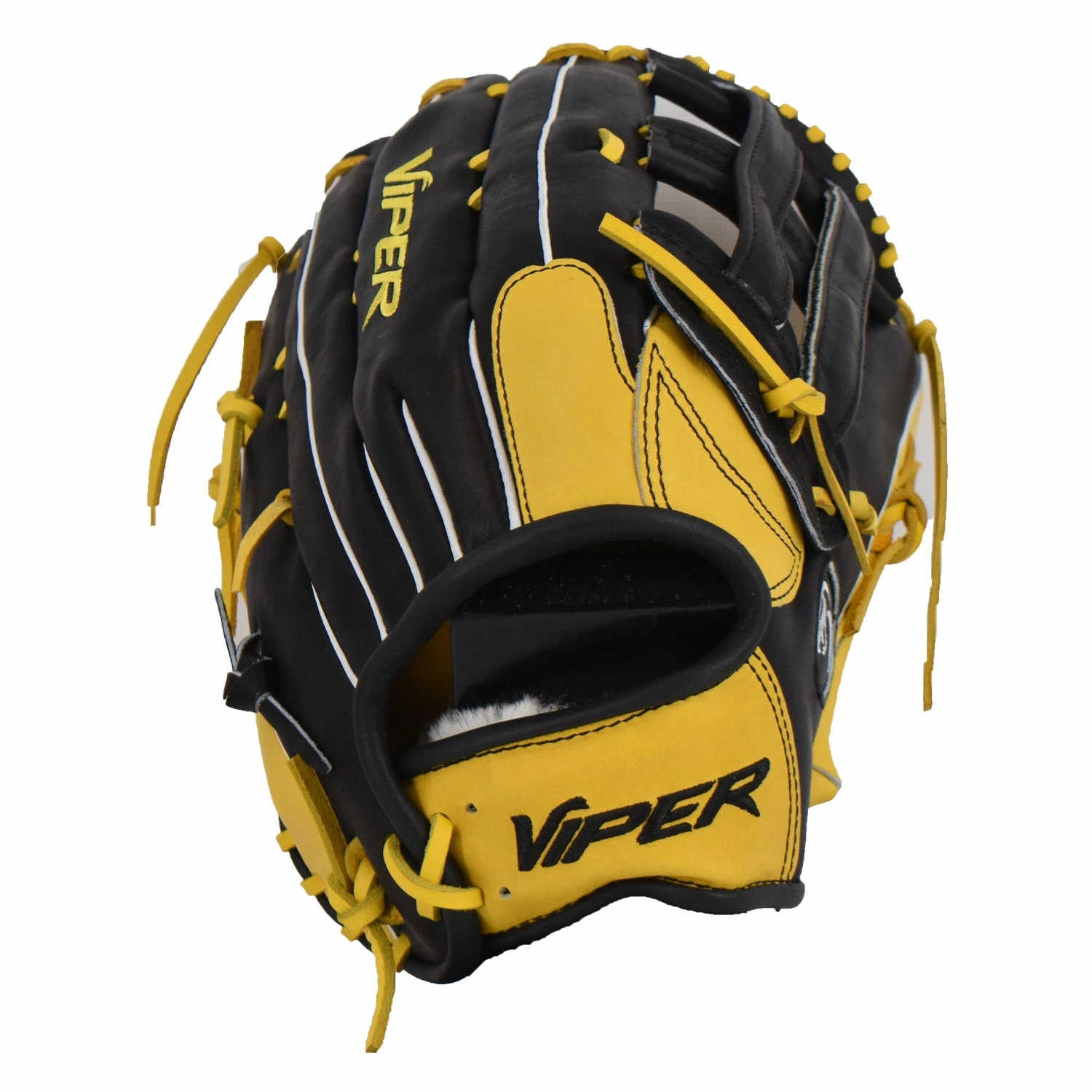 Kelly's Ultimate Sports Viper Premium Leather Slowpitch Softball Fielding Glove Black/Yellow - Image 2