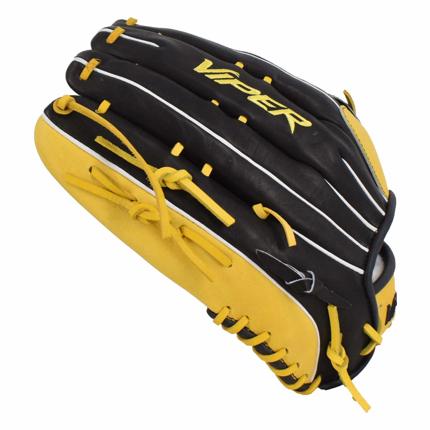Kelly's Ultimate Sports Viper Premium Leather Slowpitch Softball Fielding Glove Black/Yellow - Image 3