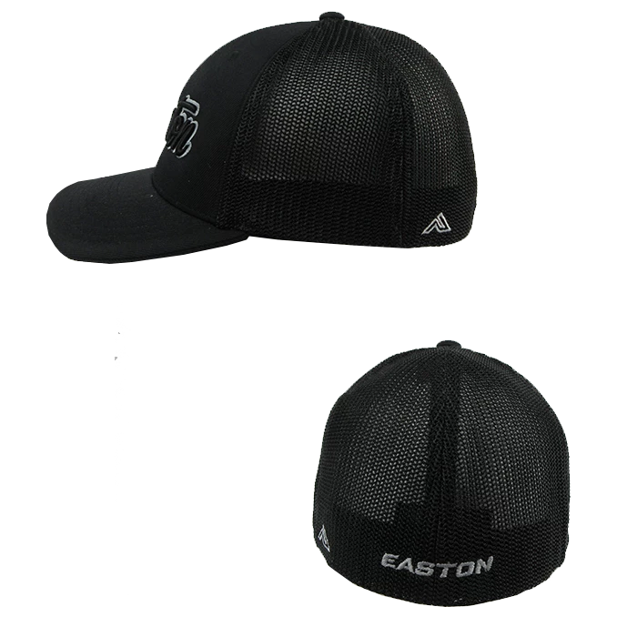 Kelly's Ultimate Sports Easton Hat By Pacific (404M) All Black/Grey/Black Script - Image 2