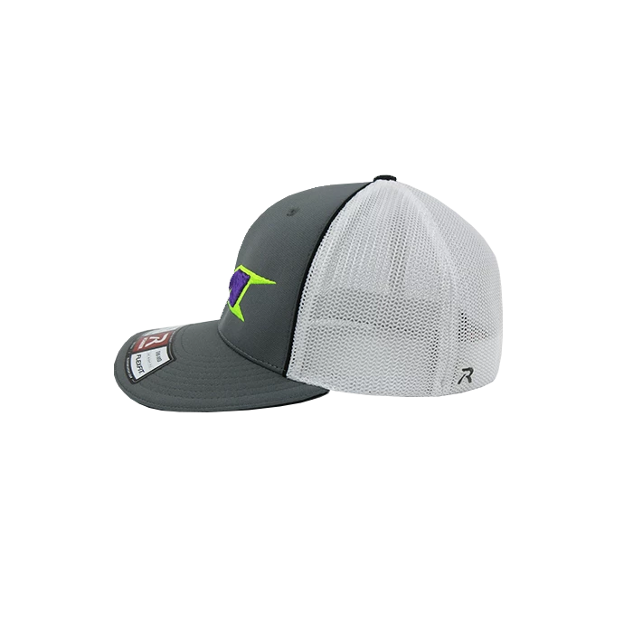 Kelly's Ultimate Sports Miken Hat By Richardson (R165) Grey/White/Grey/Volt/Purple - Image 2
