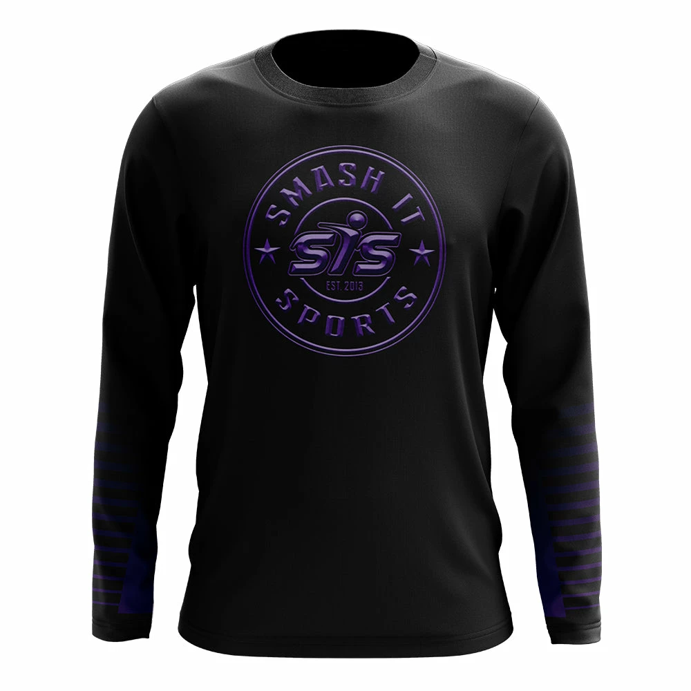 Kelly's Ultimate Sports Smash It Sports Long Sleeve Shirt (Black/Purple Emblem)