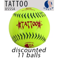 Kelly's Ultimate Sports AD Starr Tattoo Classic Plus 12" USSSA Slowpitch Softballs - UT12PLUSPC (11 Balls Only)