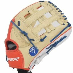 Kelly's Ultimate Sports Viper Japanese Kip Leather Slowpitch Softball Fielding Glove Tan Red Blue White